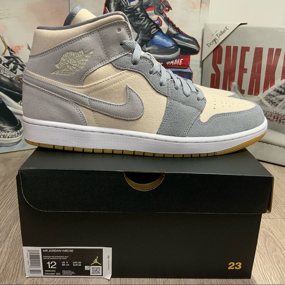 Jordan Other - Nike Air Jordan 1 Mid SE Coconut Milk Particle Grey Men's Size 12 [DN4281-100]